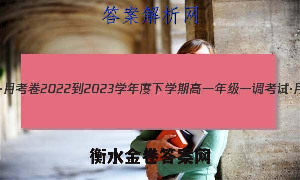 衡水金卷先享题·月考卷 2022-2023学年度下学期高一年级一调考试·月考卷化学答案
